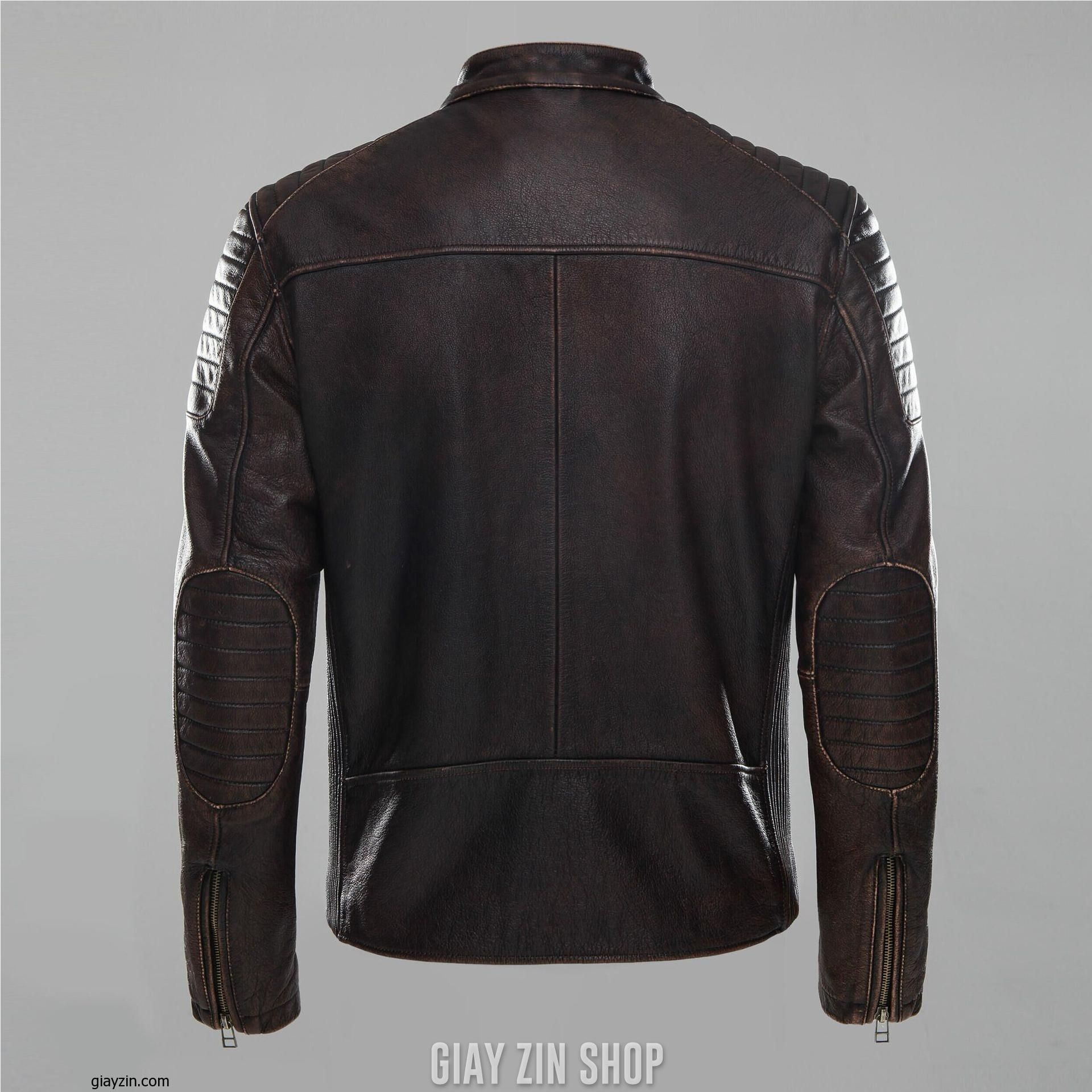 Áo da bò Mike Ronny retro biker JK1713