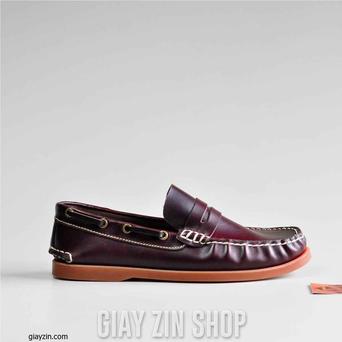 Giày lười boat shoes TBL màu nâu đỏ L41N